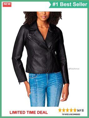 Semi Fitted Vegan Leather Moto Jacket